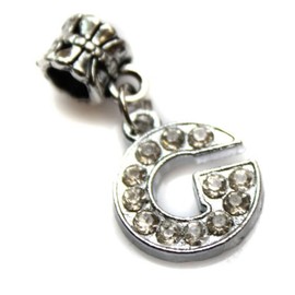 Caprilite Letter G Silver Colour Alphabet Initial Charm Charms for Bracelets Crystals