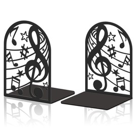 Hobbspring 2 Stück Buchstützen Aus Metall Schwarz Robuste Buchregalhalter Musiknoten Dekorative Buchstützen Verwendet Auf Dem Schreibtisch Im Büro Zu Hause Bibliothek Oder In Der Schule Für Bücher