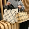 Non-Woven Shopper Handbag for Luxury Cosmetic Gift Sets & Portable Shopping R37 Maple Leaf Embossed Caramel + Medium 100ea