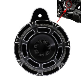 HDBUBALUS Black CNC 110dB Horn Speaker Cover For Harley Big Twin Dyna Low Rider 1991-2023