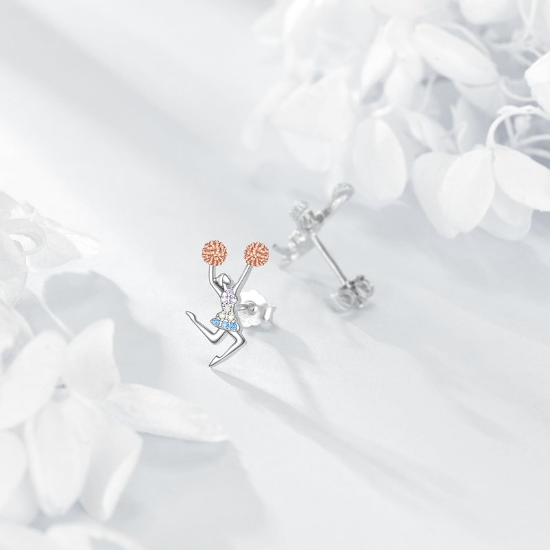 Cheerleader Earrings 925 Sterling Silver Cheerleader Jewelry Cheer Accessories Birthday