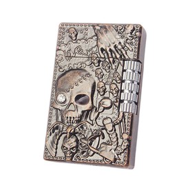 KAIEOMGN Carving Skull Antique Lighter, Vintage Cool Metal Lighters Refillable, Novelty Lighters for Men for Candles Ideas (No Butane Fuel). (Red Copper)