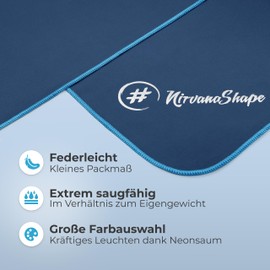 NirvanaShape Mikrofaser Handtuch - Reisehandtuch, Badetuch für Urlauber - kompakte, schnelltrocknende Microfaser Handtücher als Strandtuch, Sporthandtuch - für Reisen, Camping, Sport - 80 x 40 cm
