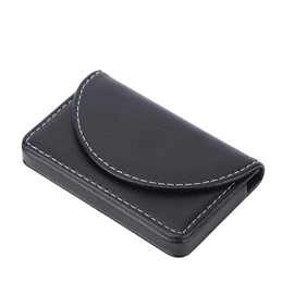 Mumusuki Tamaño pequeño y liviano Funda de Titular de Tarjeta de Nombre Comercial de Cuero Ligero portátil Funda de Titular de Tarjeta de crédito de Billetera(Negro)