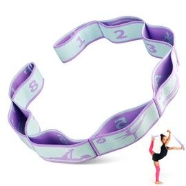 8 Loop Stretch Bands for Flexibility – Elastic Yoga Stretching Strap with Neoprene Handles, Perfect for Physical Therapy, Pilates, Yoga, Dance, Gymnastics, and Leg Stretching Exercises(Blue)