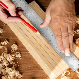 2 Pcs Cork Backed Ruler Stainless Steel Ruler, 6 Inch 12 Inch Metal Ruler,Straight Edge Ruler Non-Slip Metal Rulers with Inch and Centimeters for School Office Drawing Engineering(6 Inch + 12 Inch)