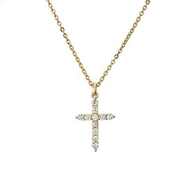 14K Gold Cross Necklace for Women Girls Cross Pendant Necklace Gold Plated Jewelry Dainty Choker Necklace for Girlfriend Wife Anniversary Birthday Gifts
