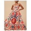 Floerns Women's Spaghetti Strap Tropical Dress Shirred Vacation Cami Maxi
