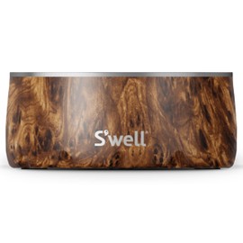 S'well Stainless Steel Pet Bowl, 16oz, Teakwood, for Small to Medium Size Dogs, Mess Free Design with Non Slip Rubber Bottom, Dishwasher Safe, BPA Free