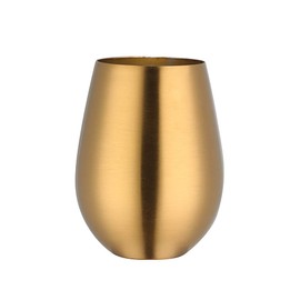Buyer Star Double-Walled Metal Wine Cup - 17oz Unbreakable Stainless Steel Stemless Tumbler Glasses for Chilled Drinks, Perfect for Father's Day, BBQ, Picnic & Beach (Gold)