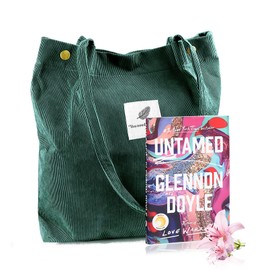 FITDON Corduroy Totes Bag, Shoulder Handbags for Women Girls Big Capacity Shopping Bag with Inner Pocket - Green