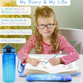 Secret Diary for Girls Water Bottle, Gifts for Girls 8 9 10 11 12 13 Year Old, Diary with Lock for Girls Teenager Journal, Back to School Birthday Christmas Gifts Presents for Girls Age 7-14,Notebook Pen