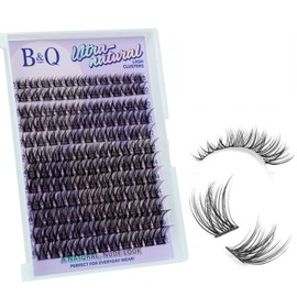 B&Q Natural Wispy Cluster Lashes 132PCS Lash Clusters C Curl 8-16mm DIY Individual Eyelashes Cruelty Free & Easy Apply Eyelash Clusters Soft Individual Lashes for Daily Look(Natural 01)