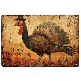 Rustic Primitive Turkey Thanksgiving Holiday Decoration Indoor Outdoor Metal Sign