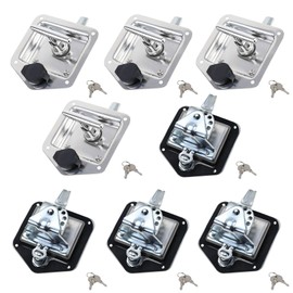 8 Pcs Stainless Steel Car Trailer Door Latch Rv Door Tool Box Lock with Gasket T-Handle Latch with Keys 304 Stainless Steel Highly Polished