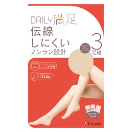 Fukusuke Daily Satisfaction, Non-Run Stockings, 3 Pairs Set, Women's, Black