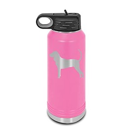 American Black and Tan Coonhound Laser Engraved Water Bottle Customizable Polar Camel Stainless Steel with Straw - Dog Canine pet Pink 32 oz