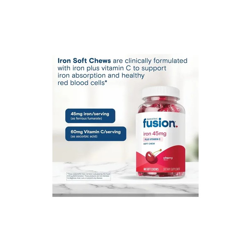 Bariatric Fusion Hierro Vitamina C Masticable 60 Chews Cereza Nutricional