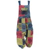 GURU SHOP Natural Patchwork Dungarees, Jumpsuit, Women, Green, Cotton, Size: