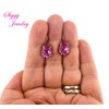 Dark Rose Pink Pear Shaped Earrings Made with Genuine Austrian