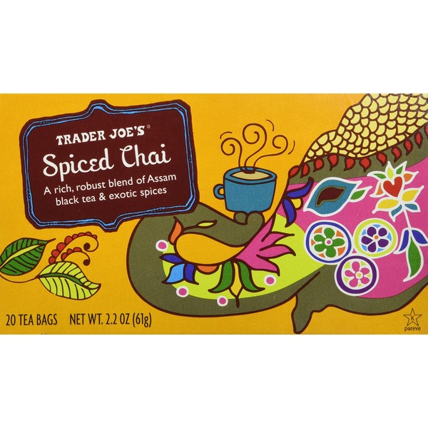 Trader Joe's Spiced Chai (A Rich, Robust Blend of Assam Black Tea & Exotic Spices), 20 Tea Bags (1 Box)