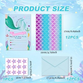 Magical Mermaid Birthday Invitations – Perfect for Birthday Parties & Special Events for Girls & Kids，with Envelopes for Kids Girls Birthday Baby Shower Wedding Mermaid Themed Party Supplies