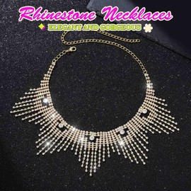 JAKAWIN Diamond Choker Necklace Gold Sparkly Rhinestone Porm Jewelry for Women