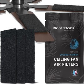 Biodefensor Ceiling Fan Filters, Lightweight, Premium Granular Activated Coconut Shell Carbon - Captures Dust, Odors, Gases, VOCs, Airborne Particles - Count: 5-Pack for 5-Blade