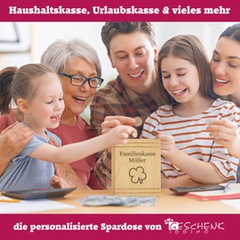 Money Box with Individual Engraving – Many Designs – Can be Used as a Piggy Bank, Holiday Fund, Team Cash, Coffee Cash, Household Cash, for Tips, Pocket Money, Children