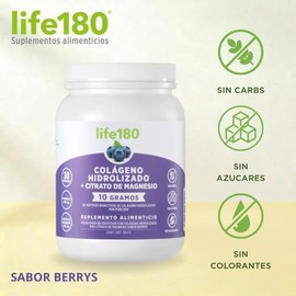 Life180 Dúo Colágeno Hidrolizado Citrato de Magnesio Sabor Uva Pack de 2 | Suplemento Alimenticio para el Soporte Muscular y Bienestar Digestivo, Sin 