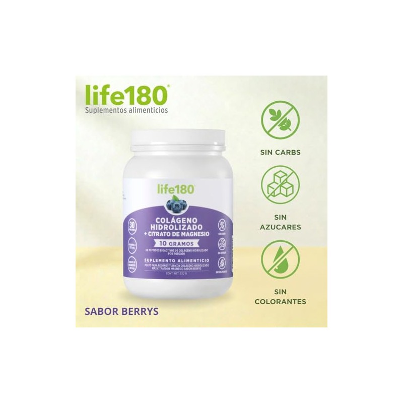 Life180 Dúo Colágeno Hidrolizado Citrato de Magnesio Sabor Uva Pack
