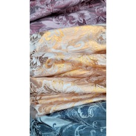 Divastyletextiles.com Orange Gold Floral Metallic Brocade Fabric Width Sold By The Yard 57" Wide Dress