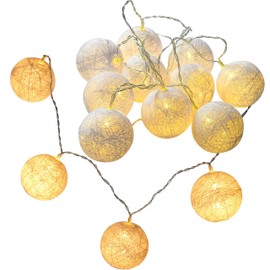 WeRChristmas Cotton Ball with 10 Warm LED Light String Christmas Decoration, 1.5 m - White