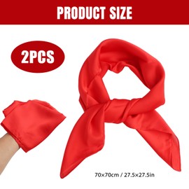 Women's Silk Scarf, Red, (70 x 70 cm), Lightweight Large Headscarves, Versatile Bandanas for Head, Neck and Accessories, Elegant Scarves for Women, Pack of 2, red