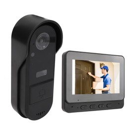 Video Doorbell with 8MP Fisheye Lens, Night Vision, Two-Way Talk, 4.3 Inch Screen, IP66 Waterproof Two-Way Wireless Doorbell Camera for Home Security