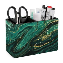 ModeXo Pen Holder for Desk, Green Marble Pencil Holder PU Leather Pen Organizer Desk Pencil Organizer Cute Makeup Brush Holder for School College Office