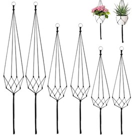 Zyren 6 Stück Makramee Blumenampel, Blumenampel Makramee, Hängetopf für Pflanzen, Blumentopf Hängend 3 Größen, Blumentopf Hängend Outdoor für Innen Außen Decken Balkone Wanddekoration