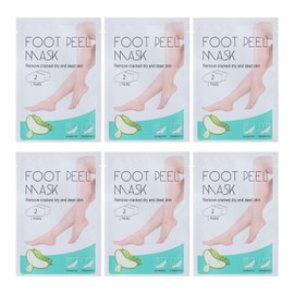 LAIKME Foot Mask for Dry Cracked - 6 Pack Hydrating Feet Peeling Masks Aloe Vera for Women Men