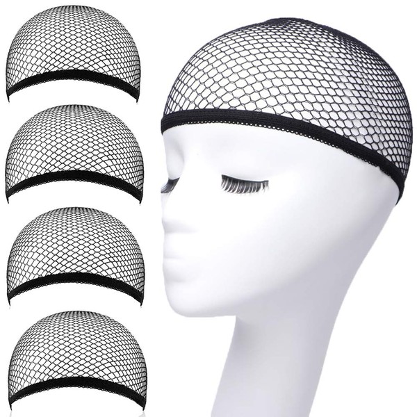 Wig Caps, ANNELBEL 4PCS Black Mesh Wig Cap Net, Closed End Hair Mesh Net Wig Caps, Wig Caps for Long or Short Hair Hold Securely in Place