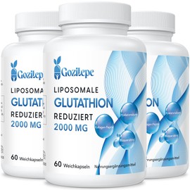 Gozitepe Liposomales Glutathion reduziert 2000mg pro Portion | Glutathion Erg?nzung mit Hyalurons?ure + Kollagenpeptid + Resveratrol | 10x bessere Absorption (60 Stck (3er-pack))