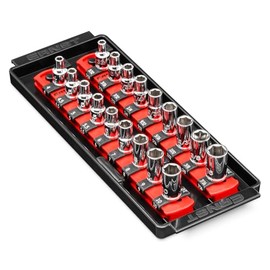 Ernst Manufacturing 8-Inch Socket Boss, 2-Rail Socket Tray, Red - 1/4" Drive