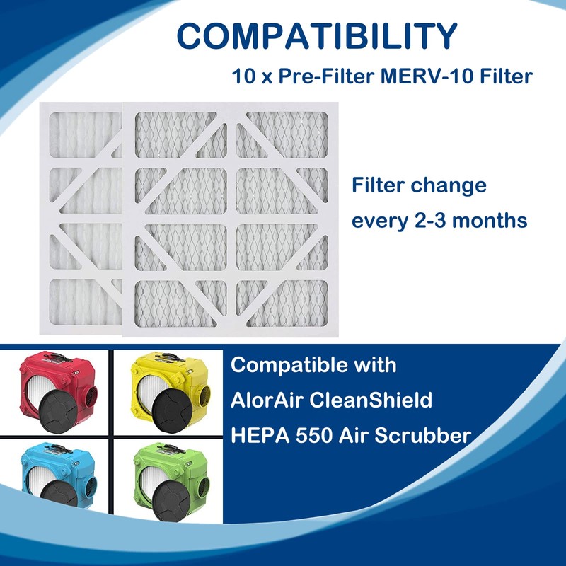 10 Pack Filter Replacement Set Compatible with AlorAir CleanShield HEPA