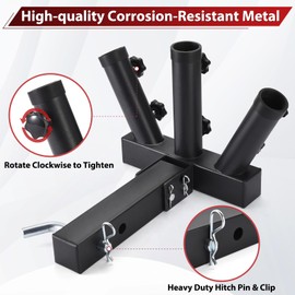 GADFISH Trailer Hitch Flagpole Mount, Two Mounting Options US Flag Hitch Mount, Universal Flag Hitch Mount for All 2" Receiver, Trailer Hitch Flag Pole Holder for Driving, Black