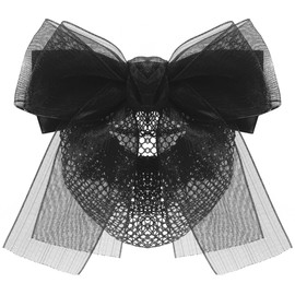 Merdia Bowknot Snoods for Women Hair | Barrette Fine Mesh Hair nets for Buns | Bow Hair Clip Barrettes for Women Thin Hair | Hair Bun Cover | Ladies Hair Clips | Dressy Clips for Hair | Black