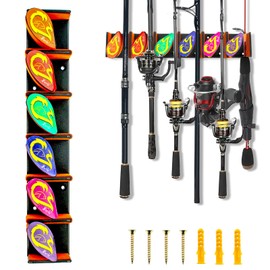 Zsrivk Adjustable Vertical Fishing Rod Holder for Rods of Diameter 3-19mm, Wall Mounted Fishing Rod Racks for Garage, Colorful Fishing Pole Holders Hold Up to 6 Combos or Rods