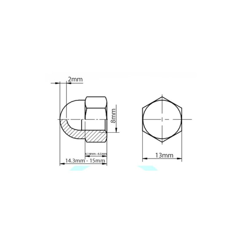 M8 Hexagon Domed Cap Nuts Fit Screws Bolts Black Zinc