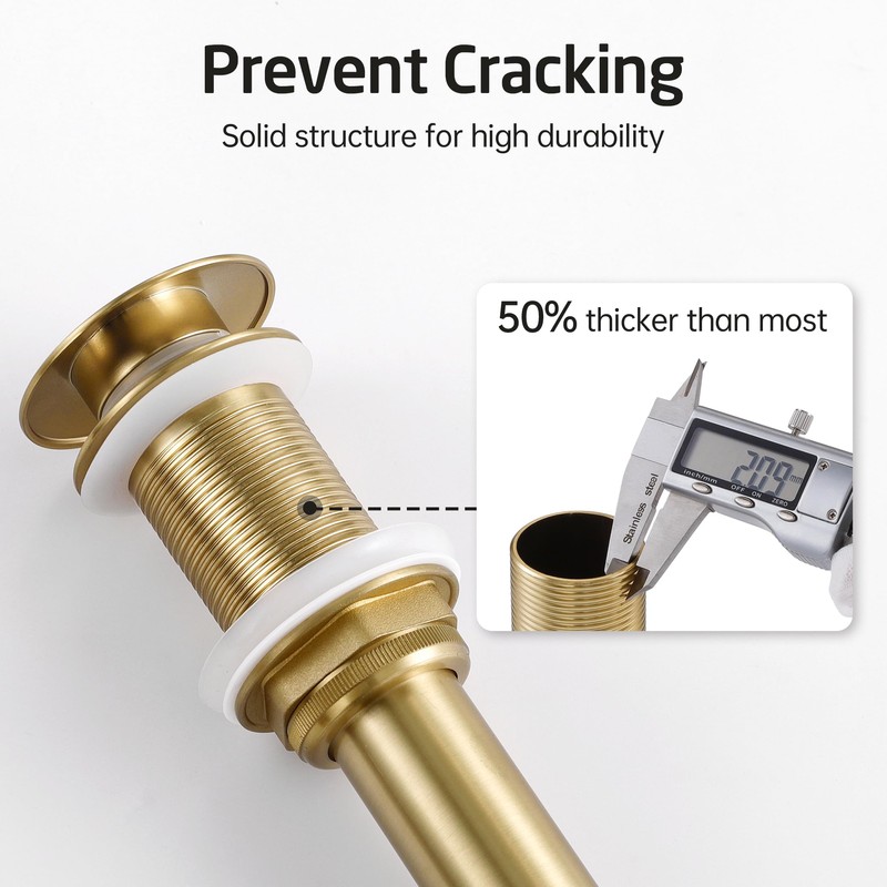 KES Sink Drain Without Overflow Bathroom Pop Up Drain Assembly