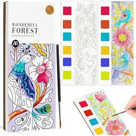 JCREN Watercolor Painting Books, Pocket Watercolor Painting Coloring Kit, Paint with Water Bookmarks Travel Activity Party Favors for Kids Toddlers Gifts for Boys and Girls