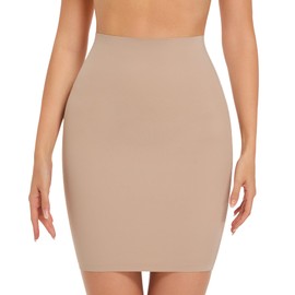 ONEW Tummy Control Shapewear Underskirt Women's Seamless High Waist Half Skirt Waist Trainer Bodice Skirt Body Shaper Shaping Half Briefs, beige
