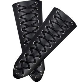 1 Pair Leather Arm Guards Unisex Gauntlet Wrist Guards Lace Up Leather Archery Armguards
